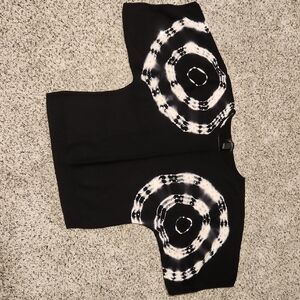 INC International Concepts Black and White Patterned Short Sleeve Top